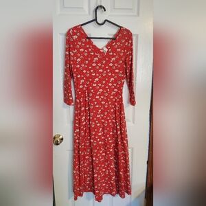 Pact Red Fit & Flare Dress Size Medium